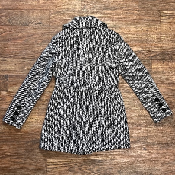 Vintage Guess Herringbone Wool Blend Peacoat Black and White Size Small - Picture 2 of 8